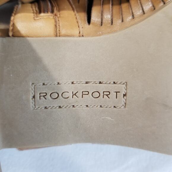 Rockport Womens 9.5 M Hattie Braid Sling Heeled Sandal, Tan Ankle Peep Toe Strap - Picture 6 of 12